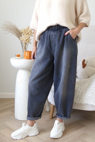 Spodnie jeansowe Sun typu baggy jeans z gumą w pasie czarne