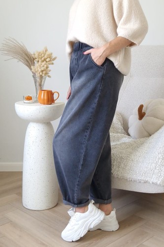 Spodnie jeansowe Sun typu baggy jeans z gumą w pasie czarne