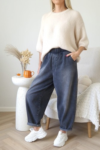 Spodnie jeansowe Sun typu baggy jeans z gumą w pasie czarne