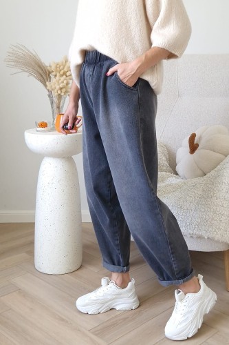 Spodnie jeansowe Sun typu baggy jeans z gumą w pasie czarne