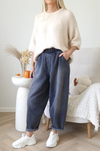 Spodnie jeansowe Sun typu baggy jeans z gumą w pasie czarne