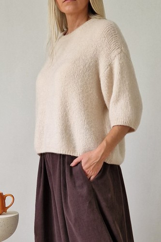 Sweter Lorie z kid moherem i wełną beżowy
