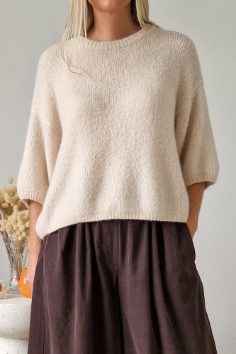Sweter Lorie z kid moherem i wełną beżowy
