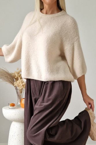 Sweter Lorie z kid moherem i wełną beżowy
