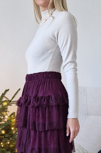Body sweterkowe Lorette z mieniącymi się drobinkami śmietankowe