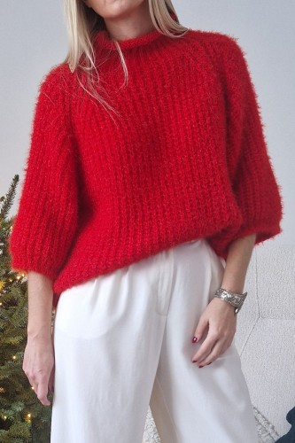 Sweter Cozy oversize czerwony