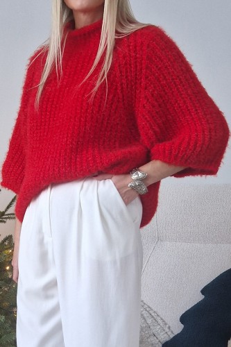 Sweter Cozy oversize czerwony