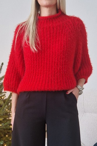 Sweter Cozy oversize czerwony