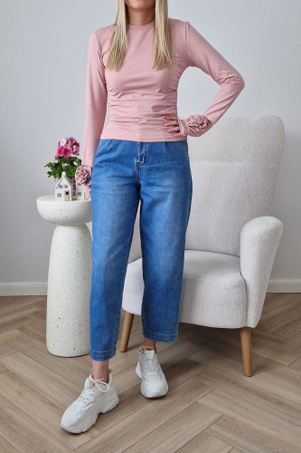 Spodnie jeansowe Solonge typu mom fit z gumką w pasie z tyłu jasne