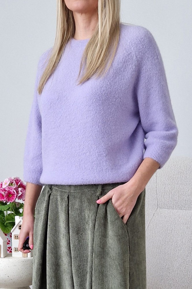 Sweter Hope z baby alpaką i wełną lawendowy