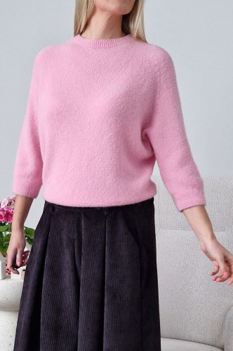 Sweter Hope z baby alpaką i wełną różowy