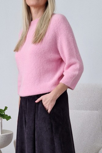 Sweter Hope z baby alpaką i wełną różowy