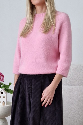 Sweter Hope z baby alpaką i wełną różowy