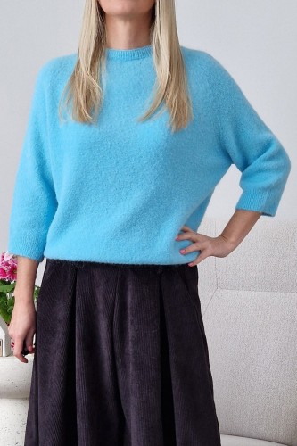 Sweter Hope z baby alpaką i wełną błękitny