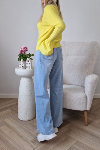Sweter Bellis z baby alpaką z rozkloszowanymi rękawami typu dzwonek żółty