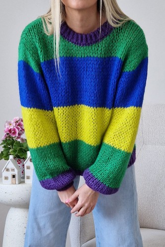 Sweter Ariana z domieszką wełny i moheru w kolorowe pasy