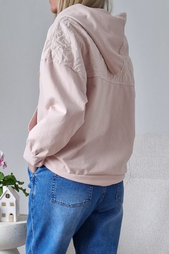 Bawełniana bluza Viki z kapturem kangurka pastelowy róż