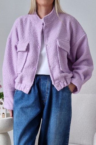 Kurtka Bloom baranek oversize lawendowa