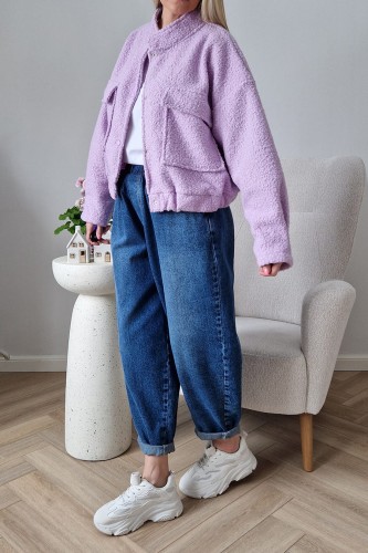 Kurtka Bloom baranek oversize lawendowa