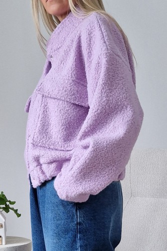 Kurtka Bloom baranek oversize lawendowa