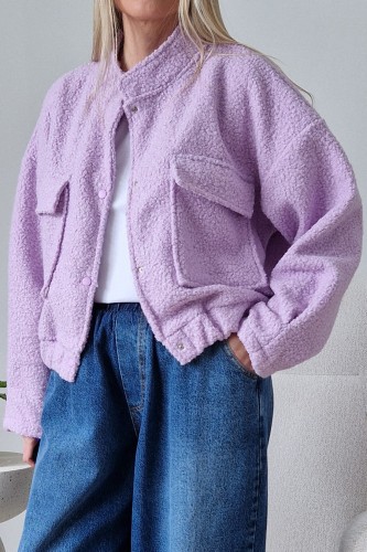 Kurtka Bloom baranek oversize lawendowa