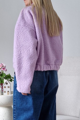 Kurtka Bloom baranek oversize lawendowa