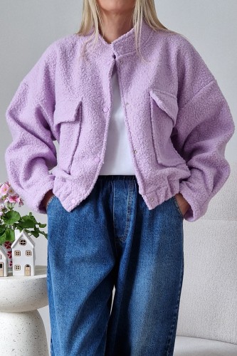 Kurtka Bloom baranek oversize lawendowa