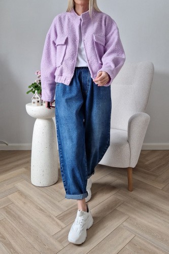 Kurtka Bloom baranek oversize lawendowa