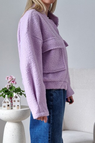 Kurtka Bloom baranek oversize lawendowa
