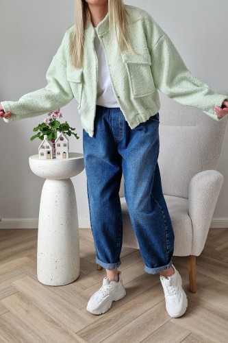Kurtka Bloom baranek oversize miętowa