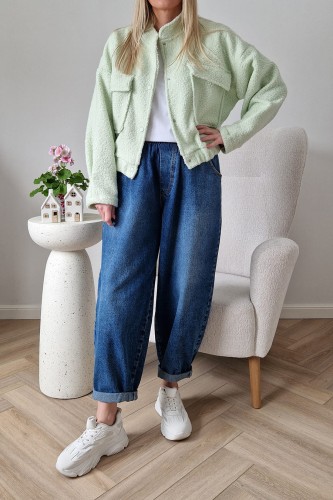 Kurtka Bloom baranek oversize miętowa