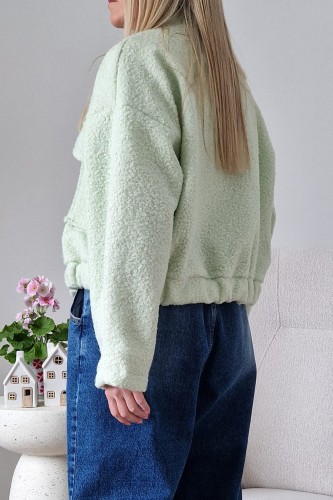 Kurtka Bloom baranek oversize miętowa