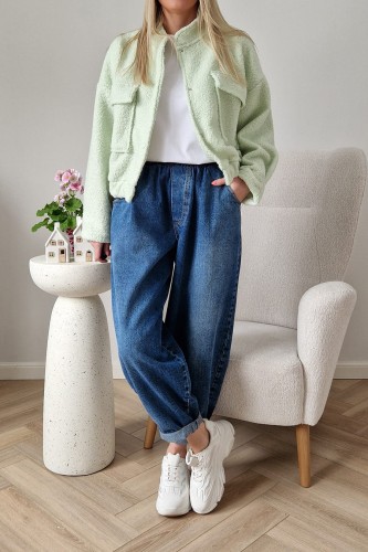 Kurtka Bloom baranek oversize miętowa