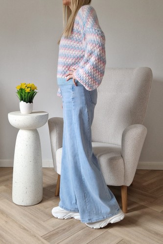 Sweter Bubble oversize z domieszką wełny błękitny