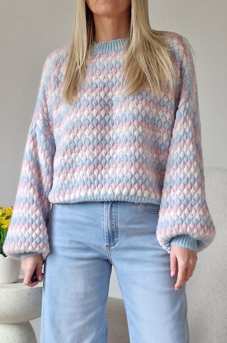 Sweter Bubble oversize z domieszką wełny błękitny
