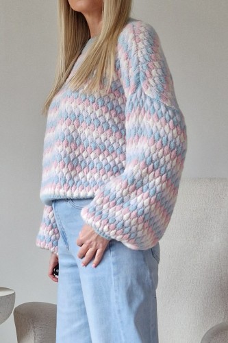 Sweter Bubble oversize z domieszką wełny błękitny
