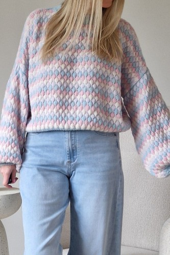 Sweter Bubble oversize z domieszką wełny błękitny