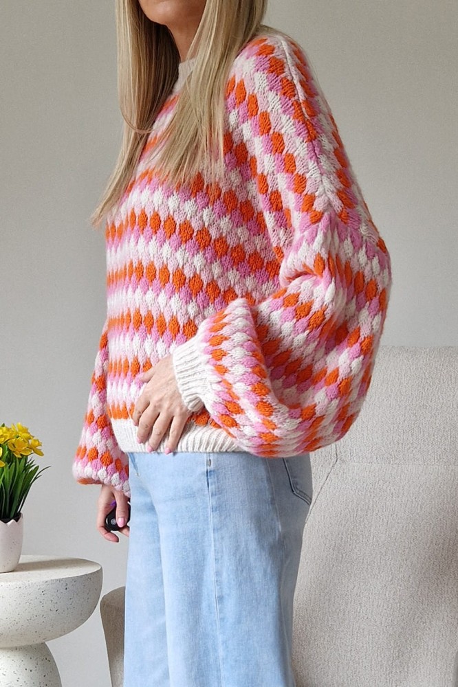 Sweter Bubble oversize z domieszką wełny beżowy