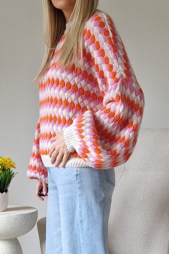 Sweter Bubble oversize z domieszką wełny beżowy
