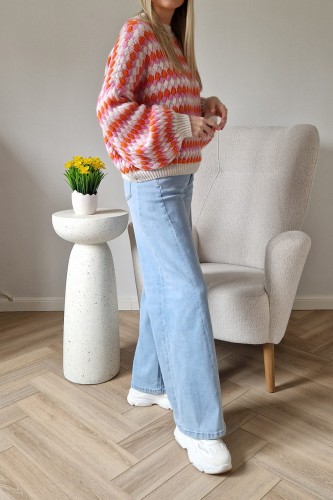 Sweter Bubble oversize z domieszką wełny beżowy