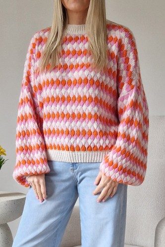 Sweter Bubble oversize z domieszką wełny beżowy