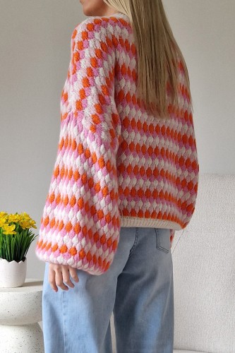 Sweter Bubble oversize z domieszką wełny beżowy