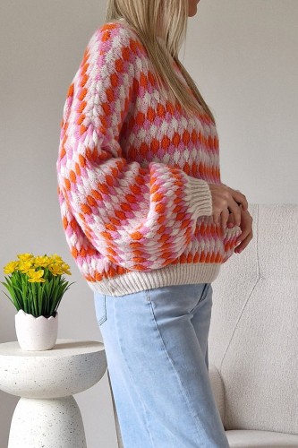 Sweter Bubble oversize z domieszką wełny beżowy