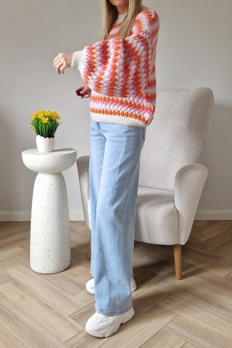 Sweter Bubble oversize z domieszką wełny beżowy