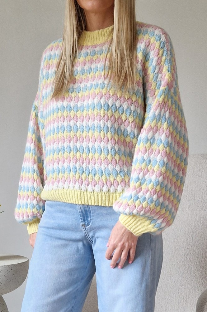 Sweter Bubble oversize z domieszką wełny masełkowy