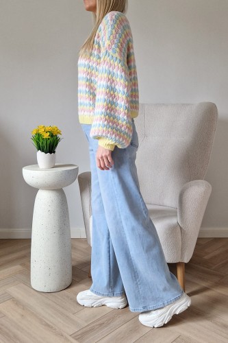 Sweter Bubble oversize z domieszką wełny masełkowy