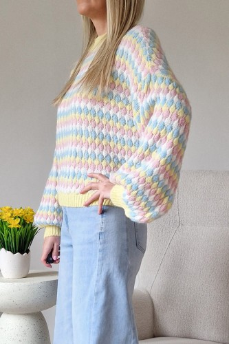 Sweter Bubble oversize z domieszką wełny masełkowy
