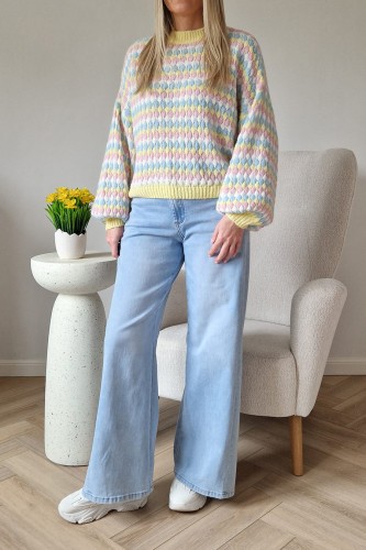Sweter Bubble oversize z domieszką wełny masełkowy