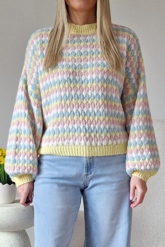 Sweter Bubble oversize z domieszką wełny masełkowy