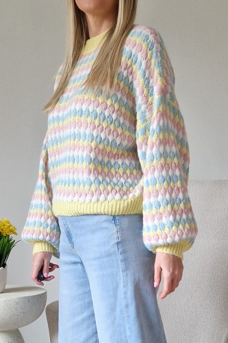 Sweter Bubble oversize z domieszką wełny masełkowy